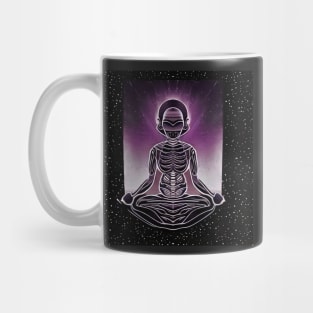 Psychic Skeletal Female Alien Robot Meditating Universal Eighties Mug